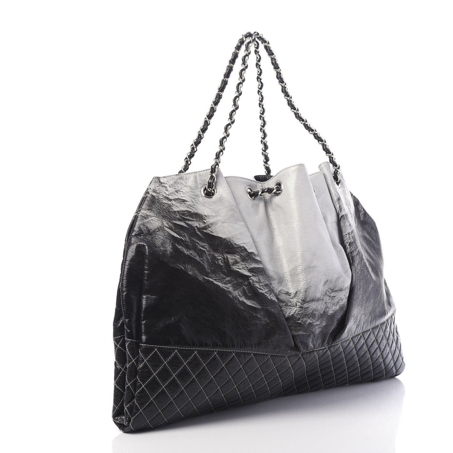 Vinyl Quilted Melrose Degrade Tote Black