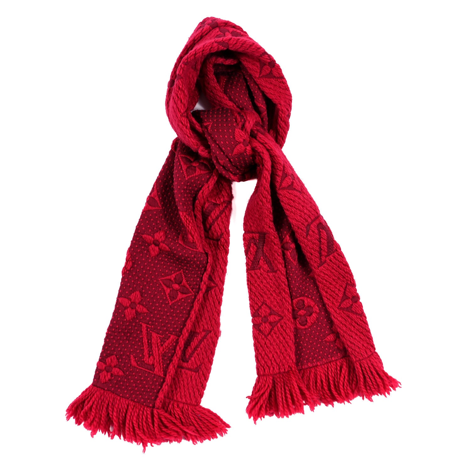 Louis Vuitton Wool Silk Logomania Scarf Rubis 1 of 3