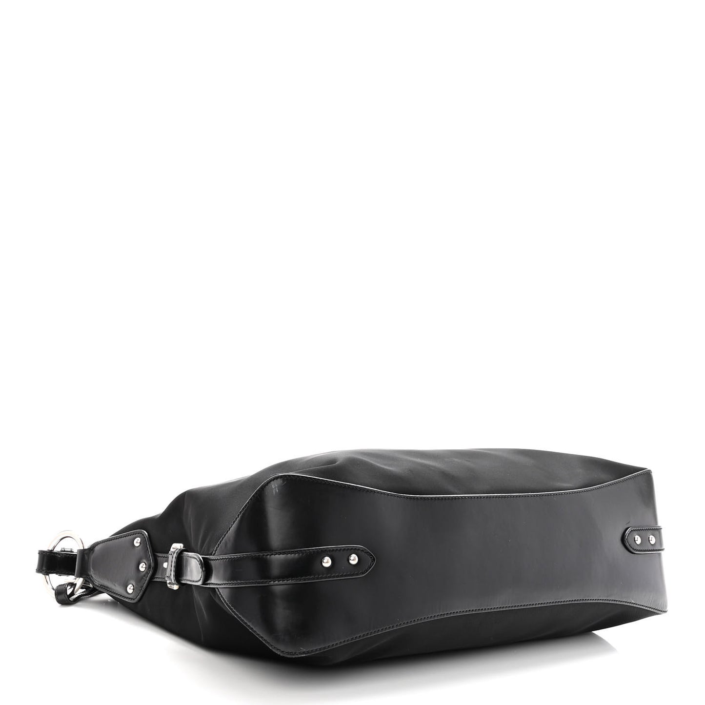 Tessuto Nylon Calfskin Hobo Black