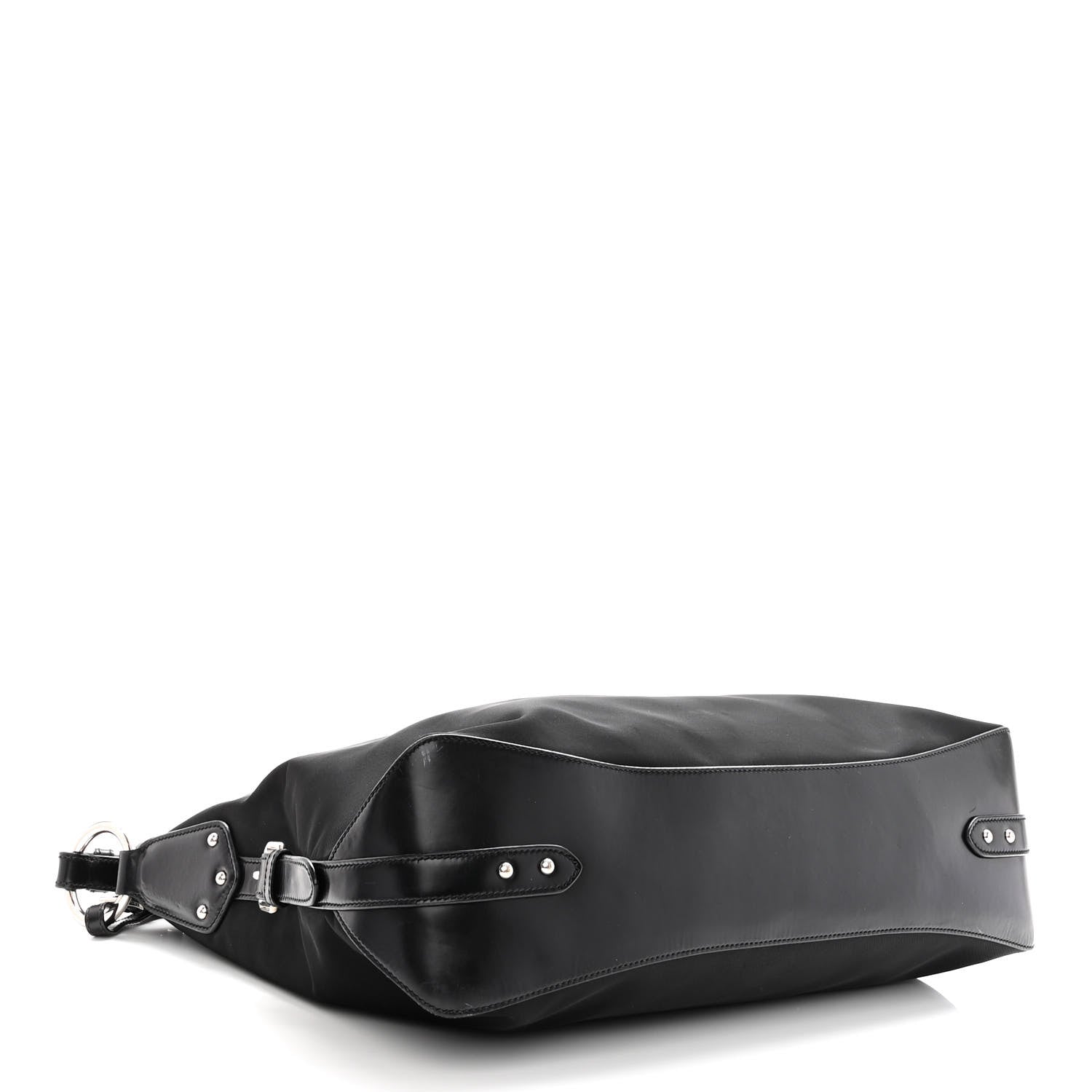 Prada Tessuto Nylon Calfskin Hobo Black 4 of 10