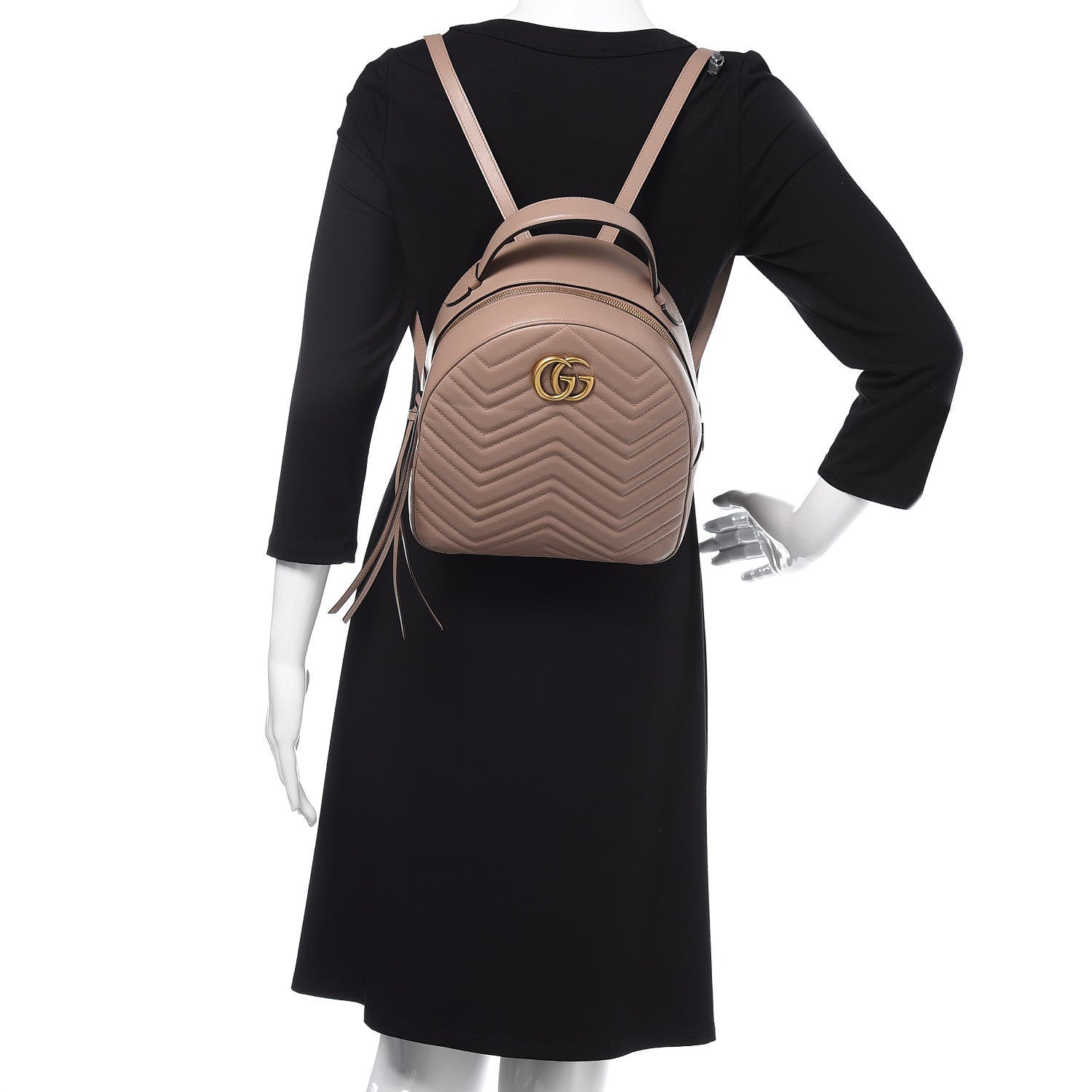 Gucci Calfskin Matelasse GG Marmont Backpack Porcelain Rose 2 of 15