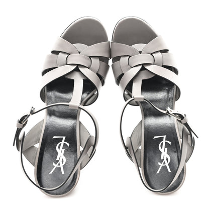 Saint Laurent Calfskin Tribute 105 Platform Sandals 38 Grey 2 of 9