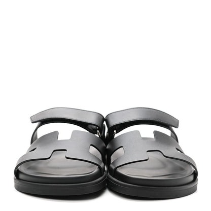 Hermes Calfskin Womens Chypre Sandals 39 Black 2 of 9