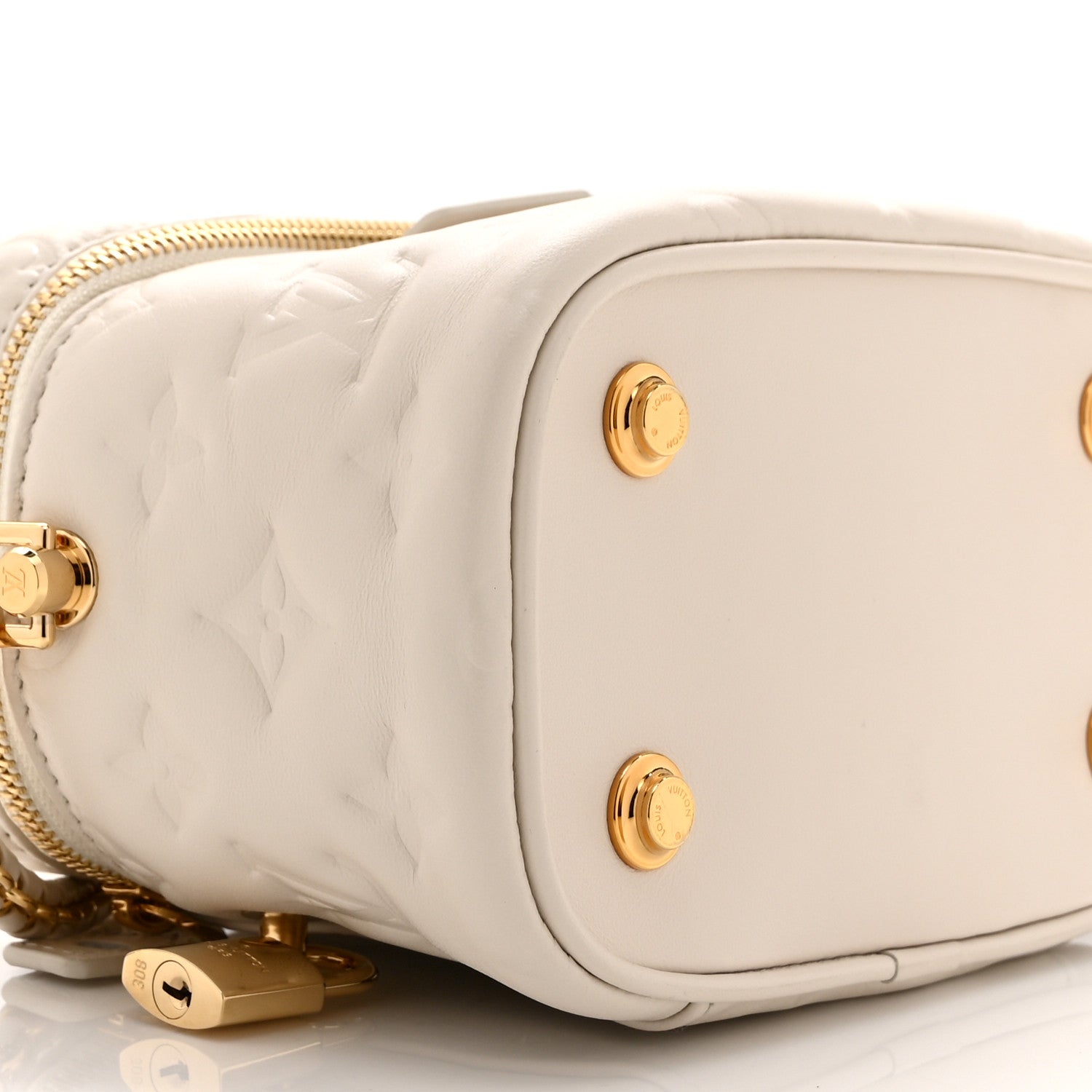Louis Vuitton Lambskin Embossed Monogram Coussin Vanity PM  Cream 9 of 10