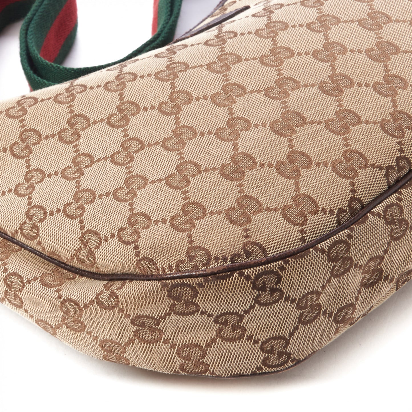 Monogram Web Medium Half Moon Hobo Dark Brown