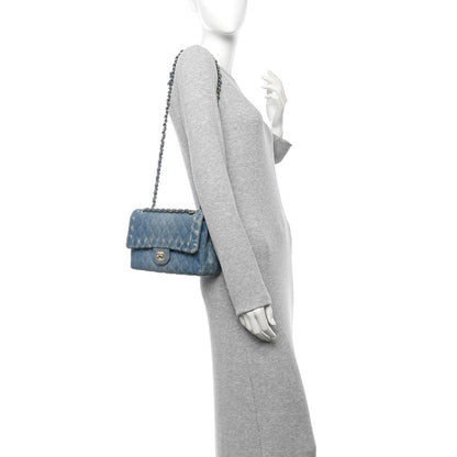 Chanel Denim Quilted Medium Double Flap Blue 2 of 10
