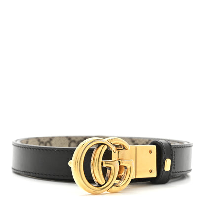 Gucci GG Supreme Monogram Plutone Calfskin Double G Reversible 30mm Belt 85 34 Beige Ebony Black 3 of 7
