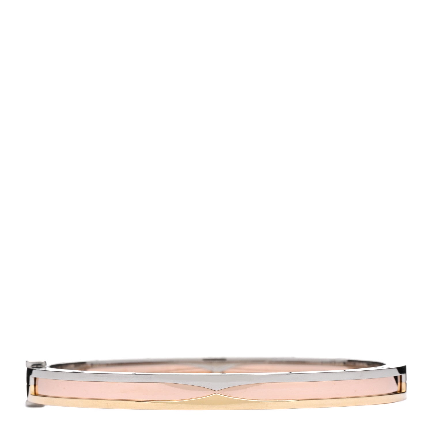 Bulgari 18K Rose White Yellow Gold Narrow B.Zero1 Bangle Bracelet S 1 of 4