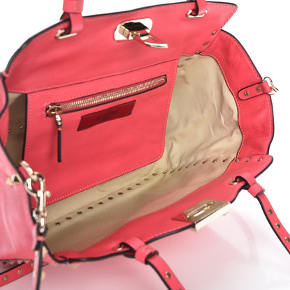 Valentino Garavani Vitello Small Rockstud Tote Raspberry 6 of 8