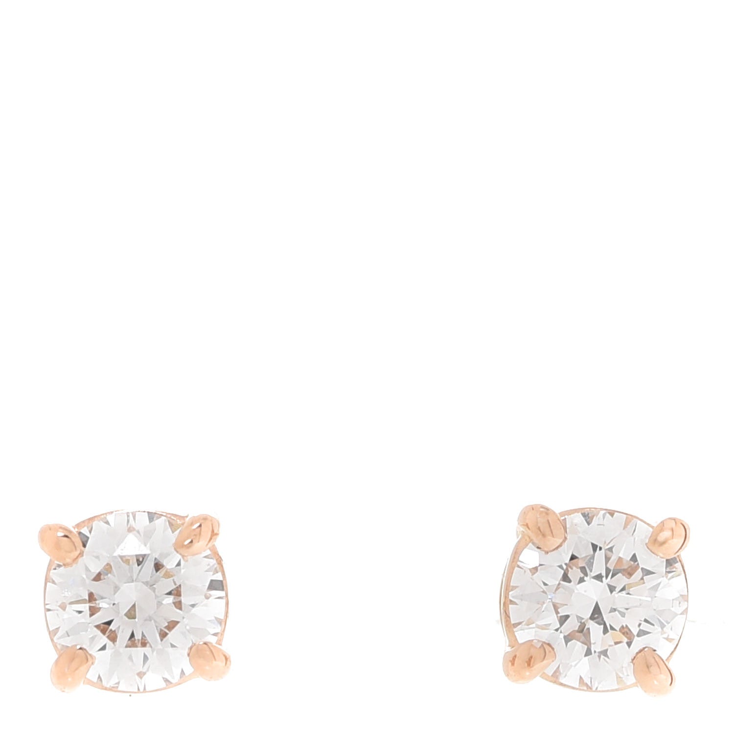 Tiffany 18K Rose Gold Diamond .22ctw Solitaire Earrings 1 of 4