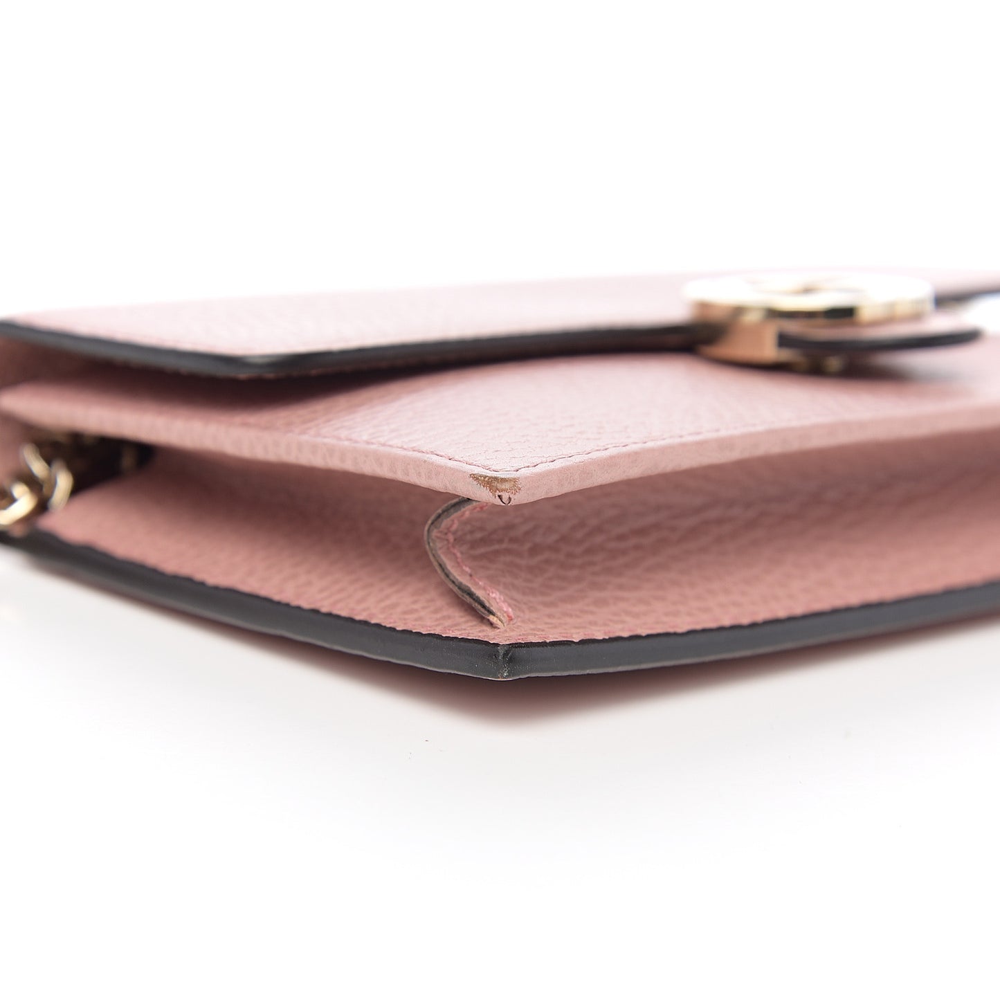Dollar Calfskin Interlocking G Chain Wallet Soft Pink