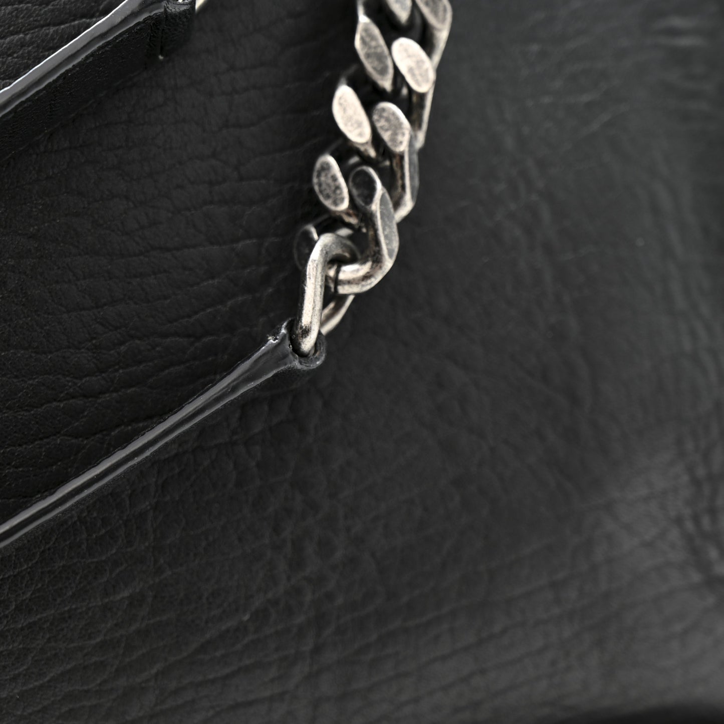 Grained Lambskin Monogram Oversized Niki Chain Satchel Black