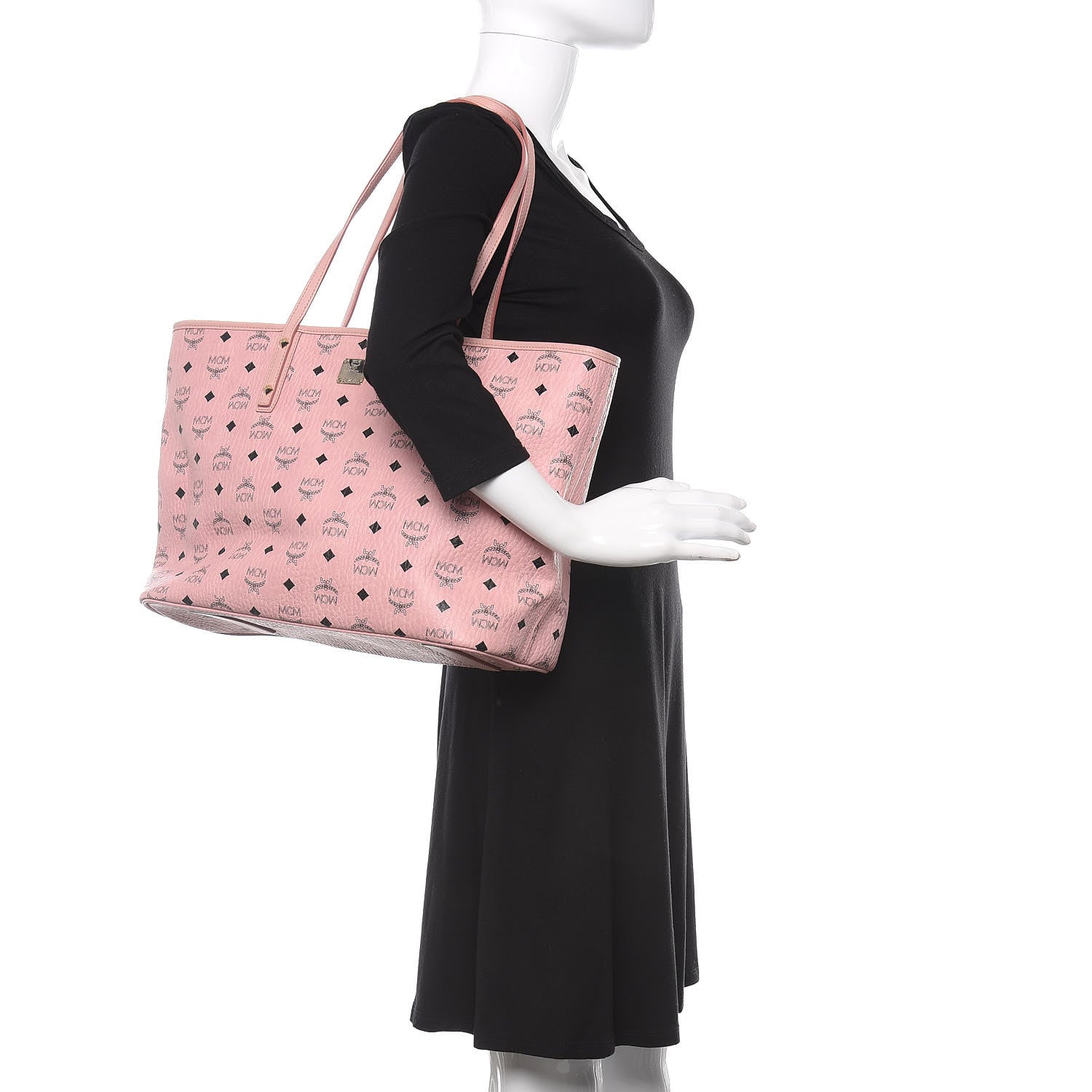 MCM Visetos Medium Anya Shopper Tote Light Pink 2 of 10