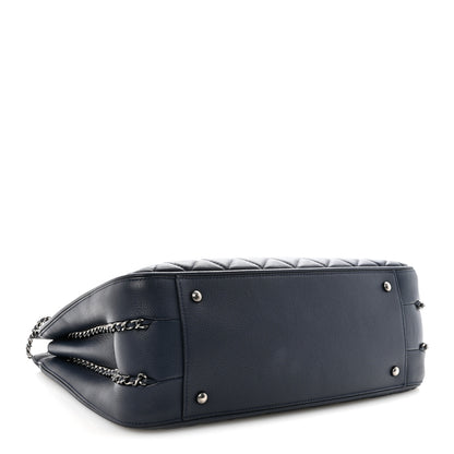 Chanel Calfskin Quilted Frame In Chain Tote Navy 3 of 9