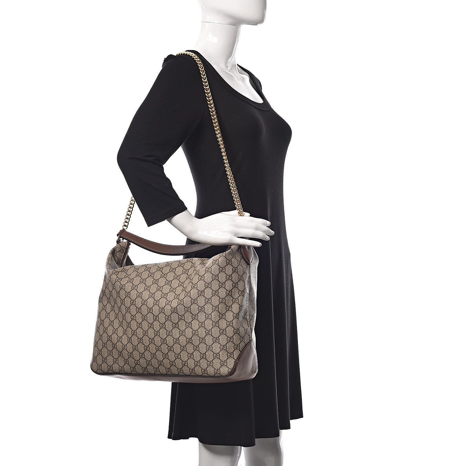 Gucci GG Supreme Monogram Large Linea A Hobo Light Brown 3 of 16