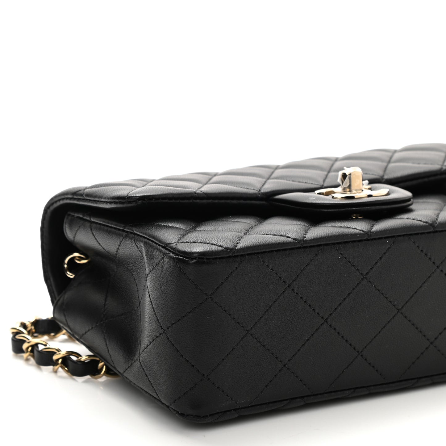 Lambskin Quilted Mini Rectangular Flap Black