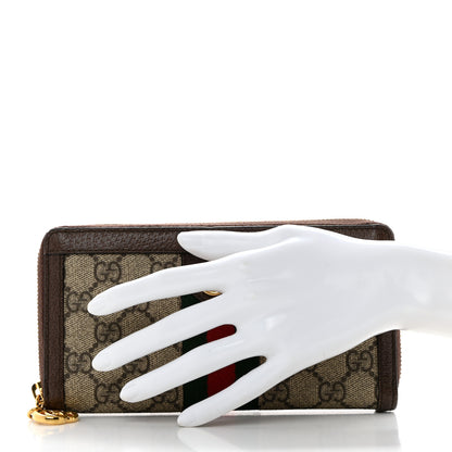 Gucci GG Supreme Monogram Web Ophidia Zip Around Wallet Brown 2 of 8