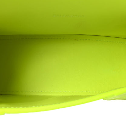 Balenciaga Shiny Calfskin Crocodile Embossed Hourglass Top Handle Bag XS Fluo Yellow 5 of 11