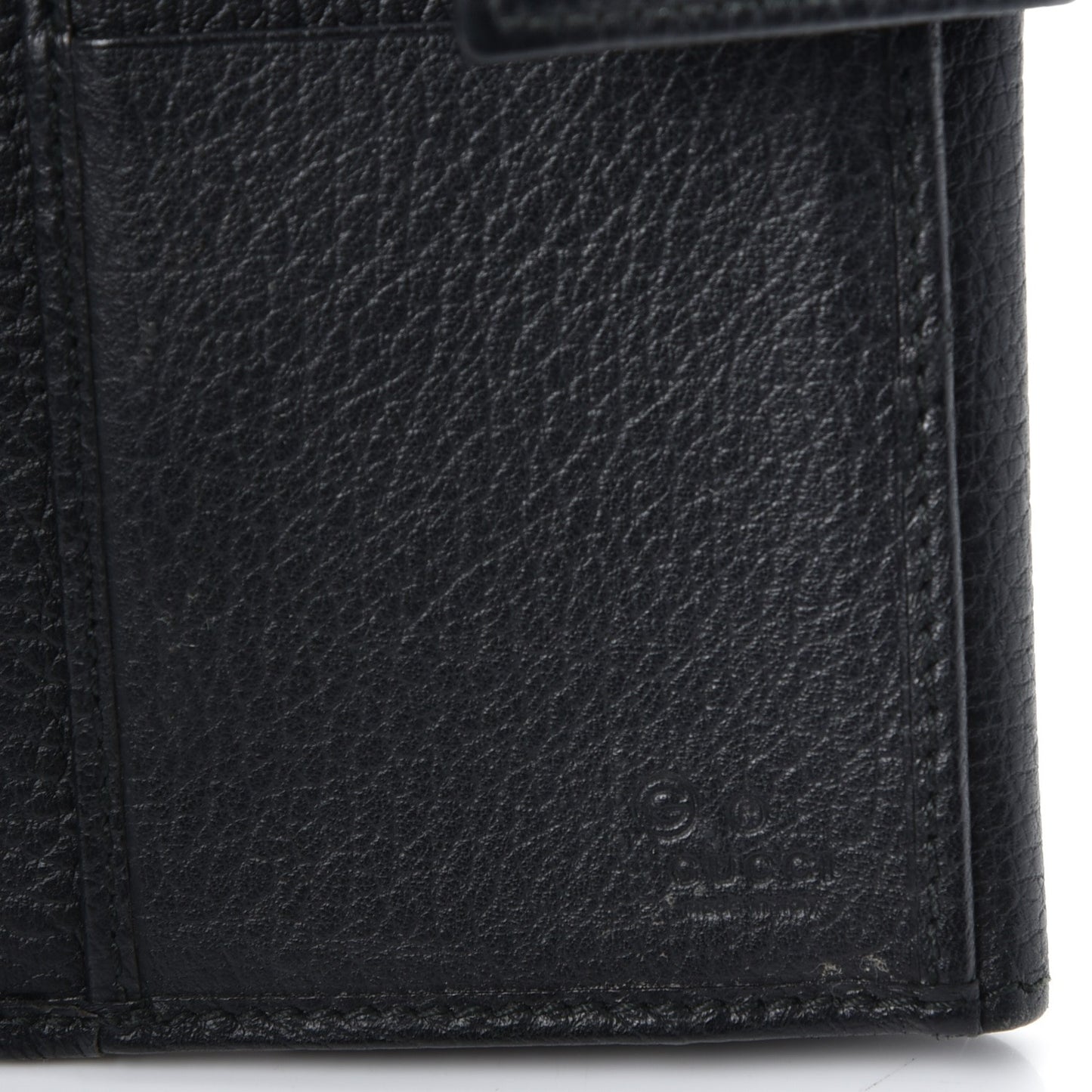 Dollar Calfskin Punch Continental Flap Wallet Black