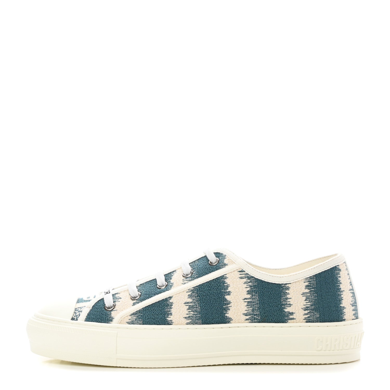 Christian Dior Cotton Embroidered D-Stripes Walk'N'Dior Low Top Sneakers 40 Deep Ocean 1 of 8