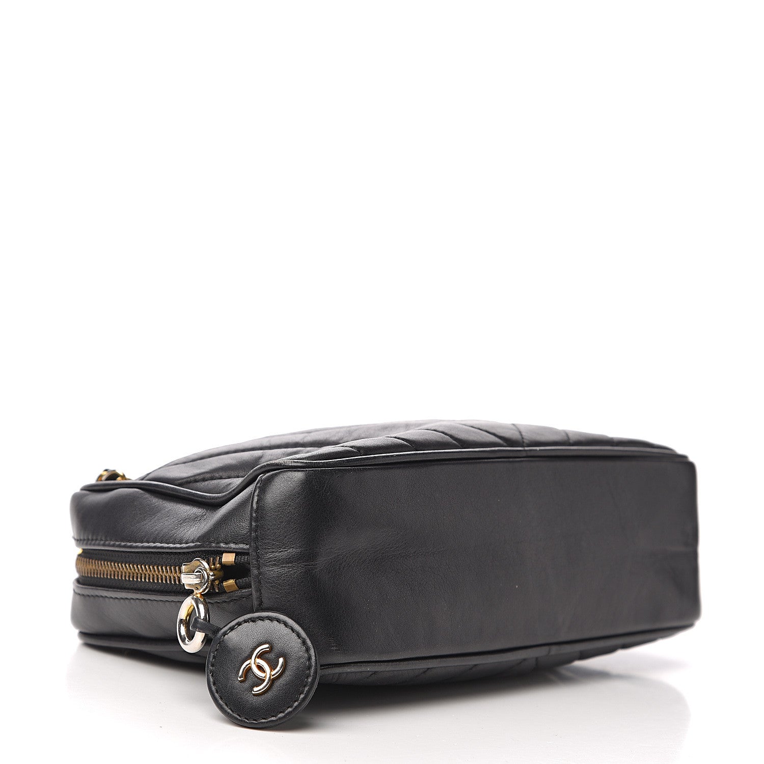 Chanel Lambskin Chevron Quilted Small Camera Case Black 4 of 14