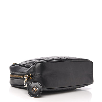 Chanel Lambskin Chevron Quilted Small Camera Case Black 4 of 14