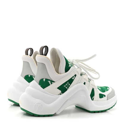 Louis Vuitton Jacquard Velvet Monogram LV Archlight Sneakers 38.5 White Vert 4 of 8