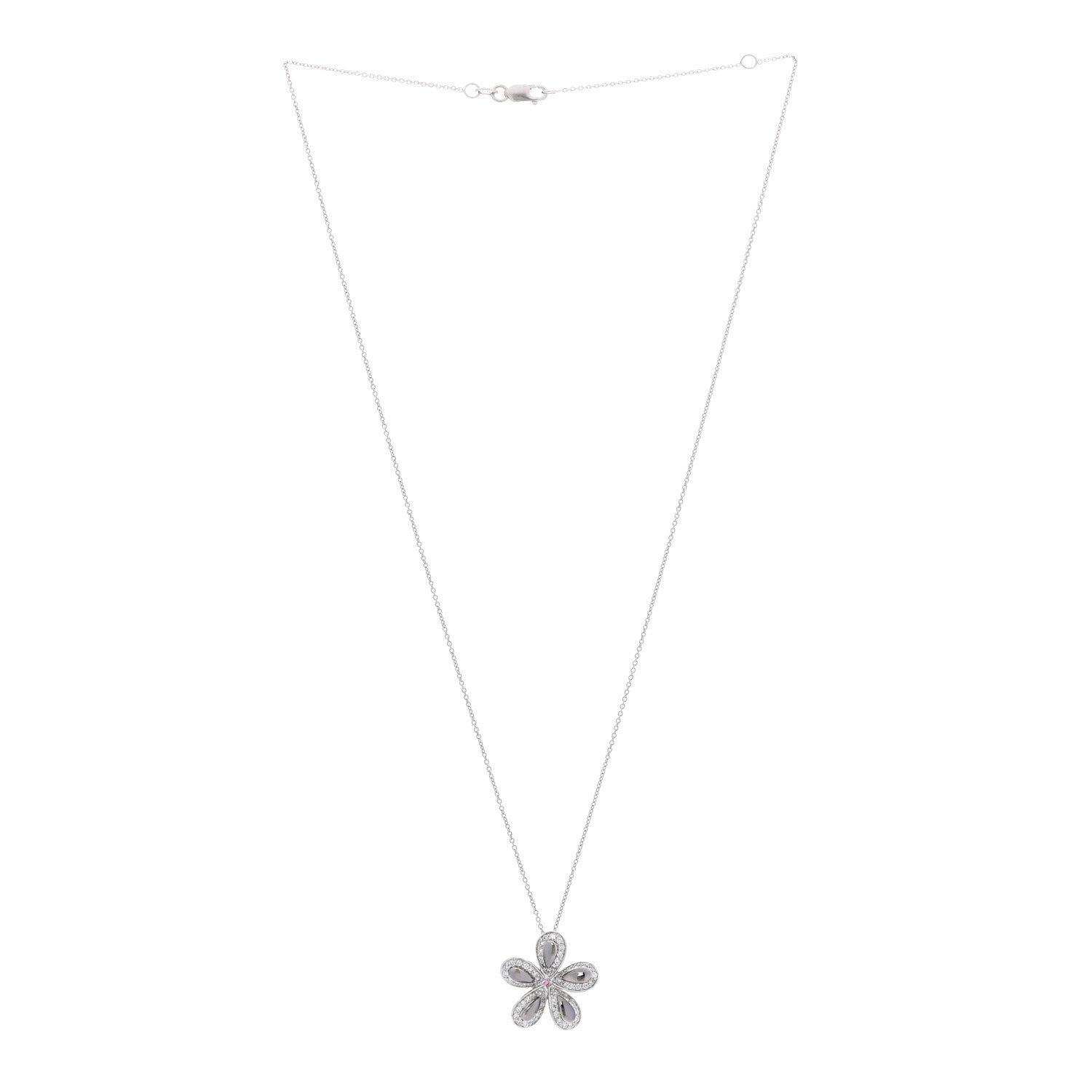 Roberto Coin 18K White Gold Diamond Fantasia Big Flower Pendant Necklace 3 of 6