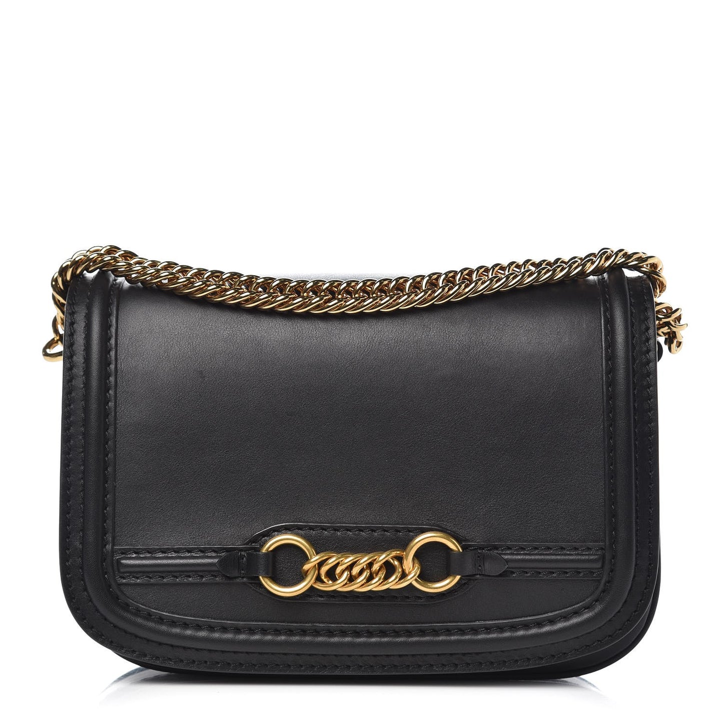 Smooth Calfskin Link Shoulder Bag Black