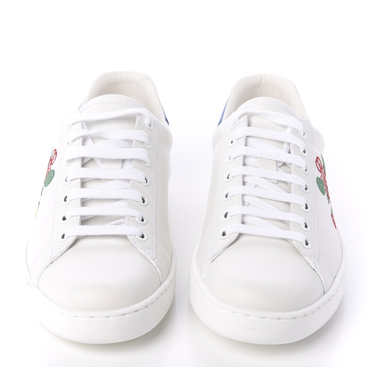 Gucci Calfskin Miro Soft Tennis Embroidered Mens Ace Sneakers 7.5 White Rio Blue 2 of 7