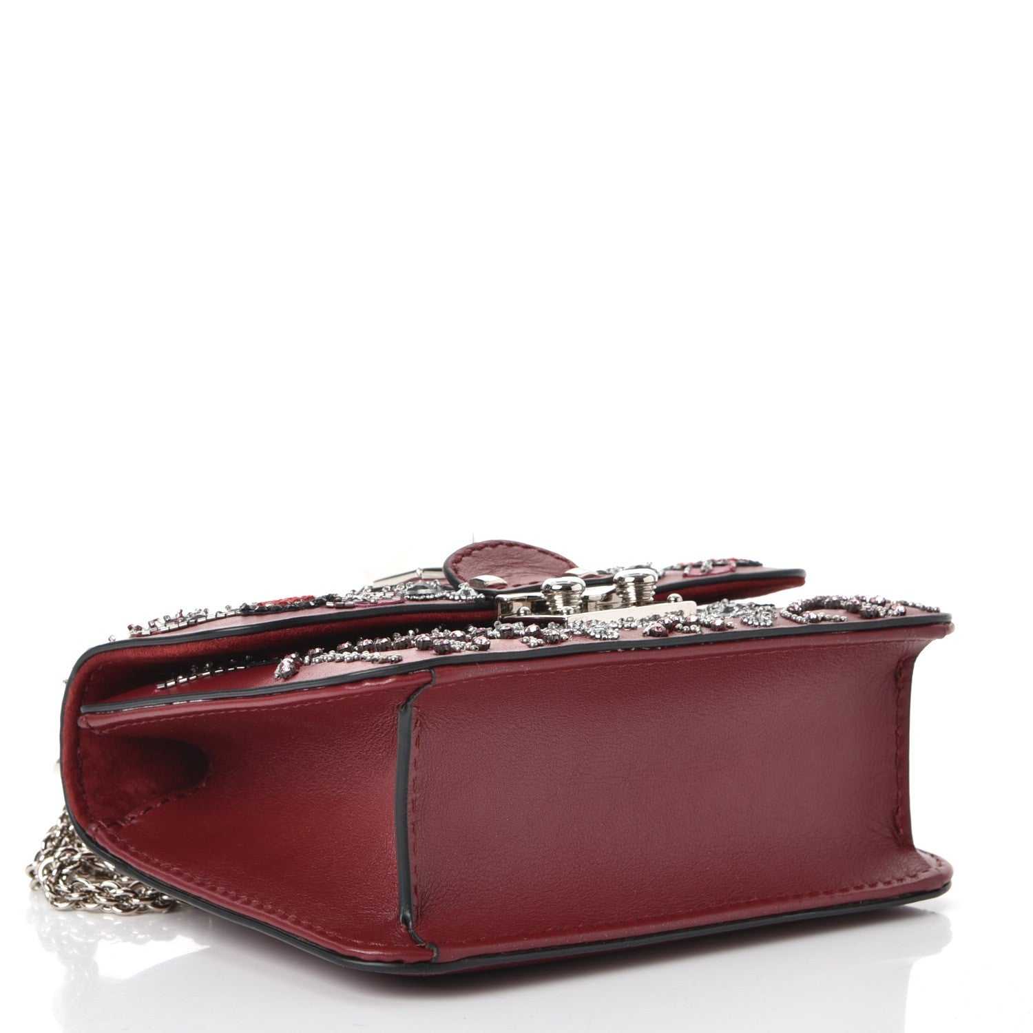 Valentino Garavani Vitello Crystal Loveblade Embellished Mini Glam Lock Rockstud Flap Rubino 5 of 8