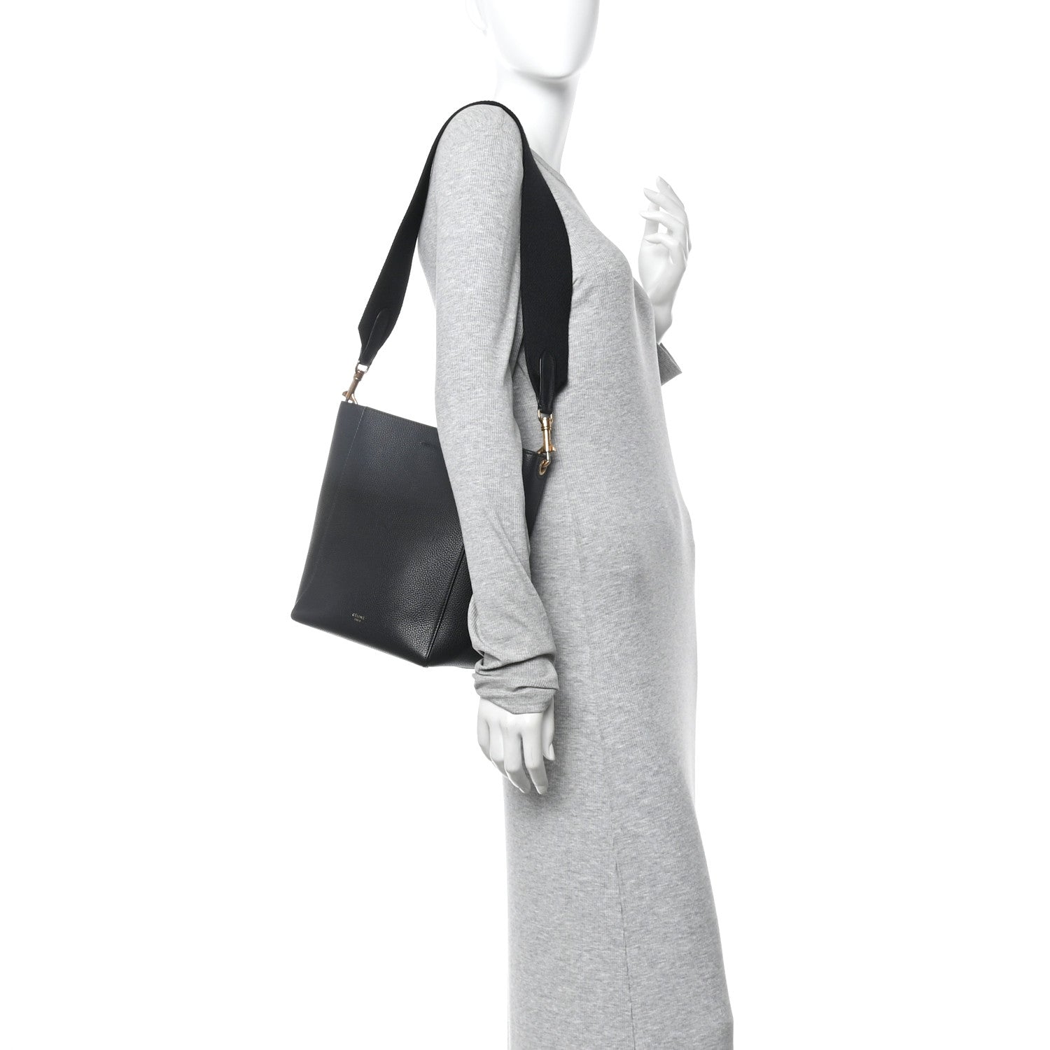 Celine Soft Grained Calfskin Small Sangle Bucket Bag Black 2 of 10