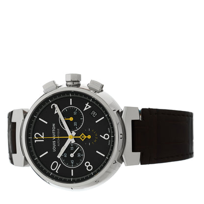 Louis Vuitton Stainless Steel Alligator 41mm Tambour Twenty Chronograph Automatic Watch Brown 2 of 5