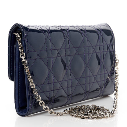 Christian Dior Patent Cannage Miss Dior Chain Wallet Blue Nuit 3 of 12