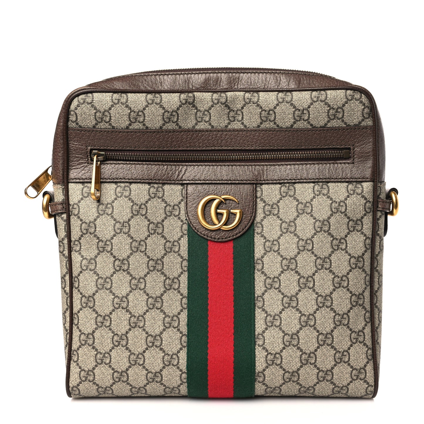 GG Supreme Monogram Web Medium Ophidia Messenger Bag Brown