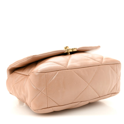 Chanel Shiny Lambskin Quilted Medium Chanel 19 Flap Beige 4 of 10