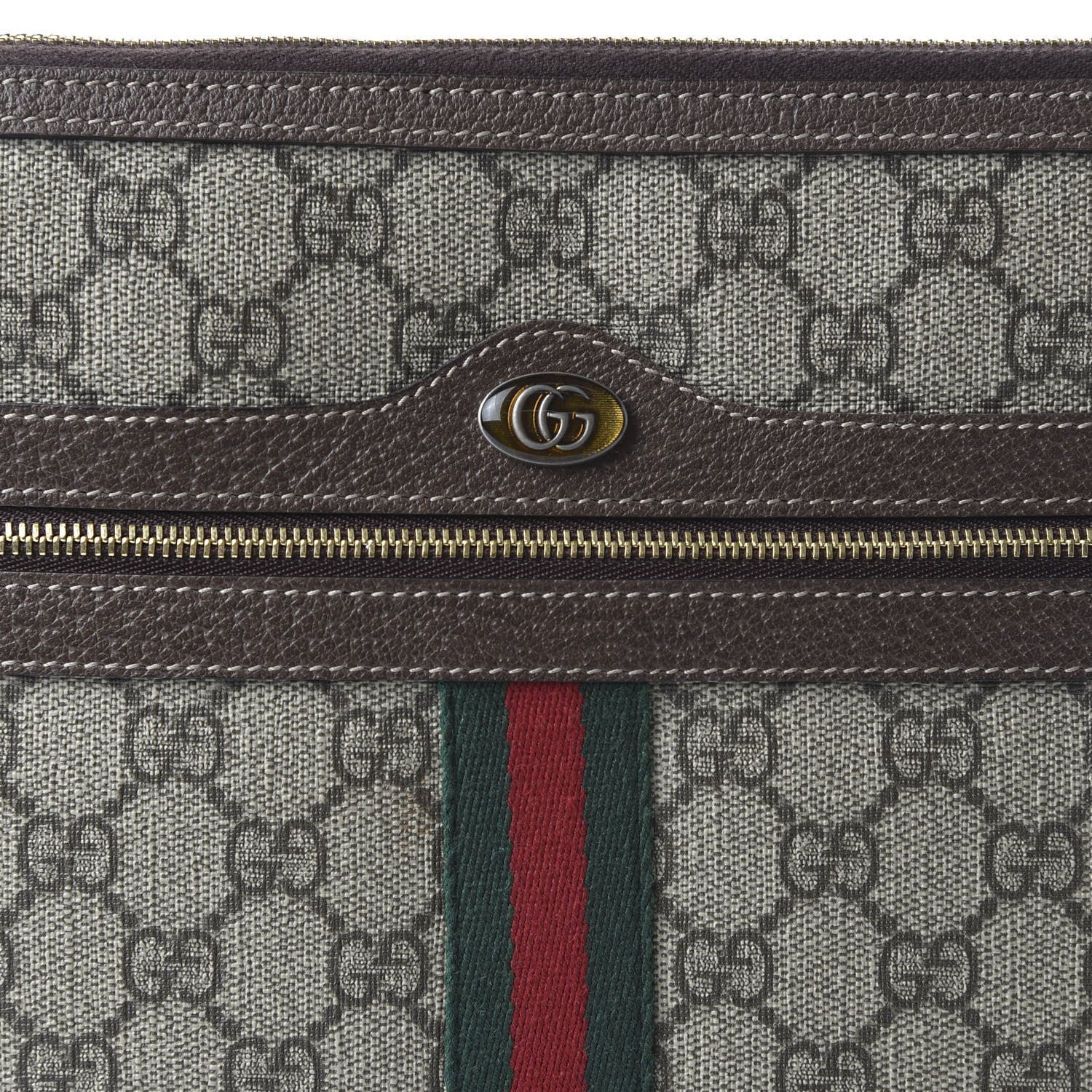 Gucci GG Supreme Monogram Large Ophidia Pouch Clutch Brown 10 of 11