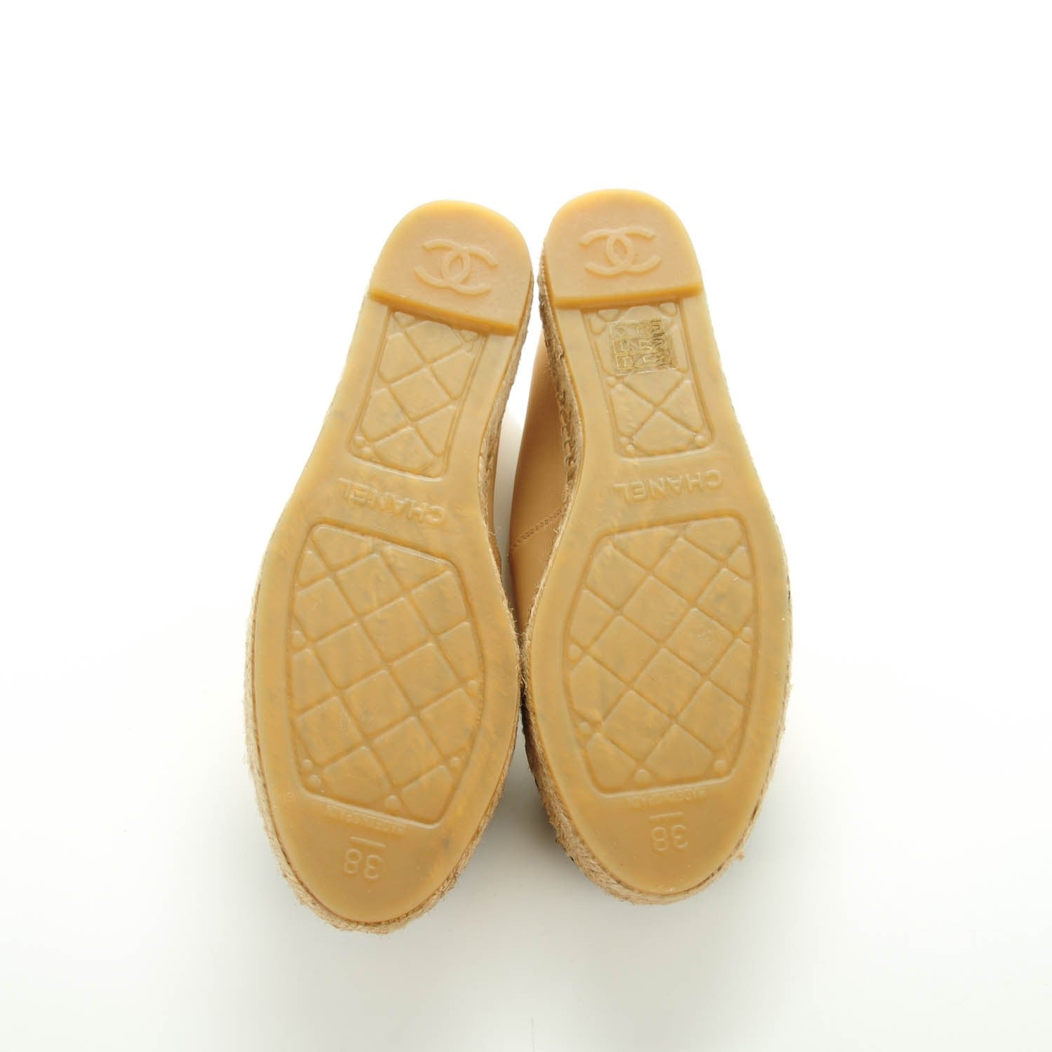 Chanel Lambskin CC Espadrilles 38 Beige Black 5 of 9