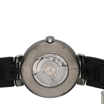 Louis Vuitton Stainless Steel Damier 41mm Tambour GMT Automatic Watch Graphite 4 of 5