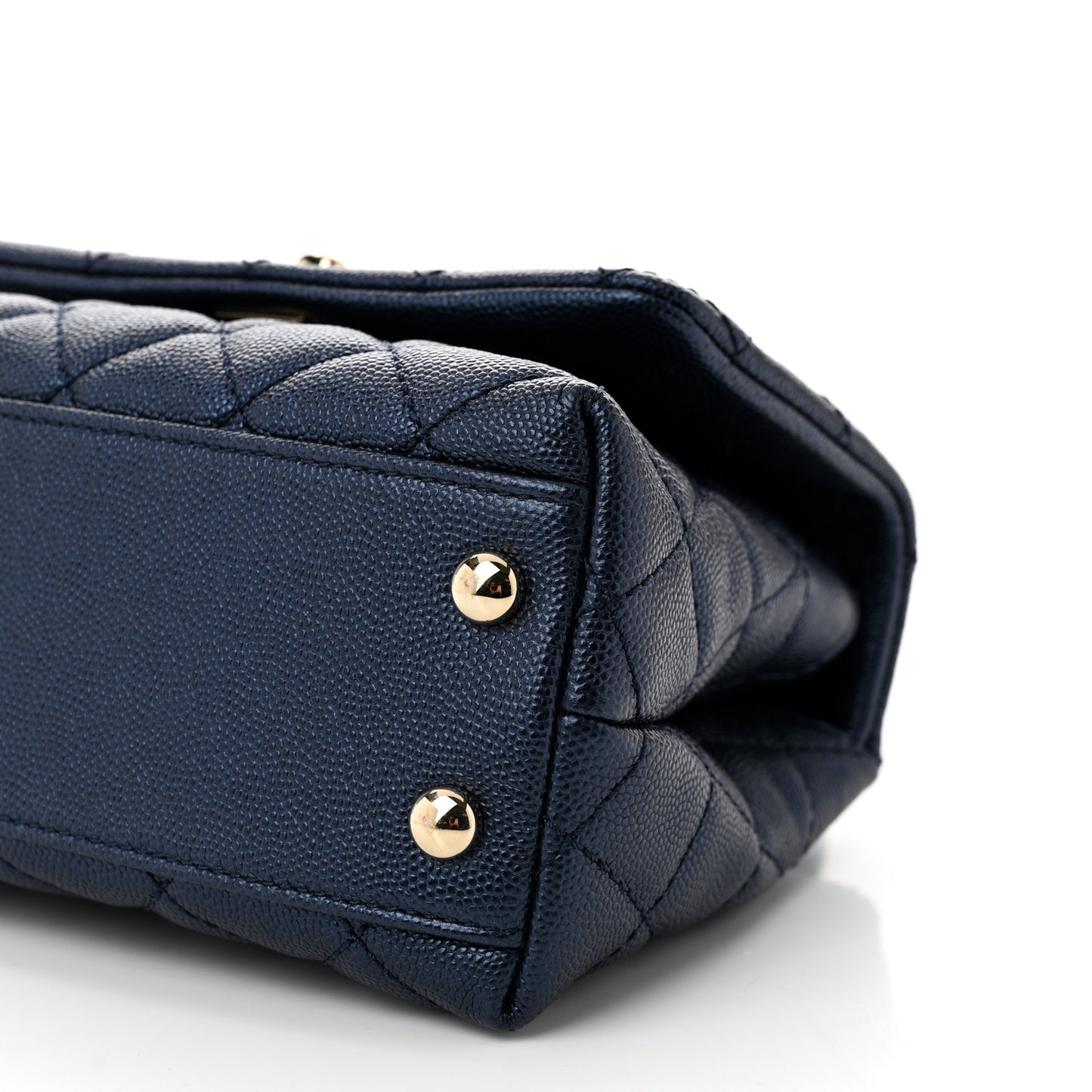 Iridescent Caviar Quilted Extra Mini Coco Handle Flap Dark Blue