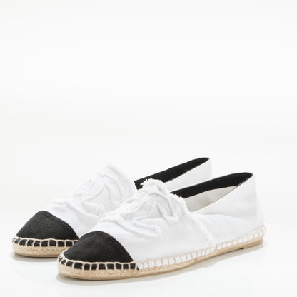 Chanel Canvas CC Espadrilles 41 White Black 3 of 11