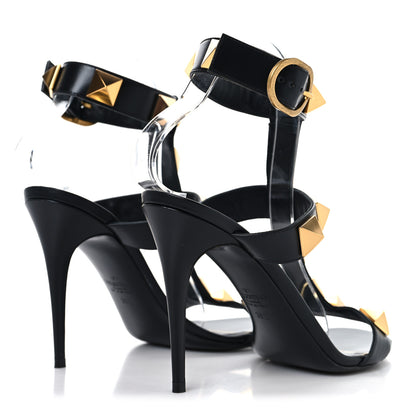 Valentino Garavani Nappa Roman Stud T-Strap 100mm Sandals 39.5 Black 5 of 8