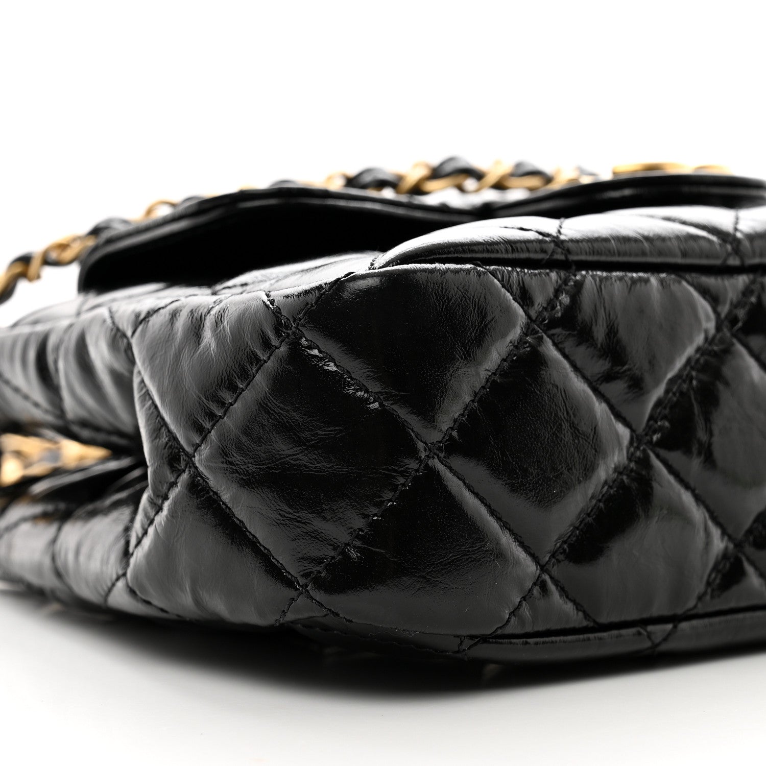 Chanel Shiny Crumpled Calfskin Quilted Small Wavy CC Hobo Black 9 of 11