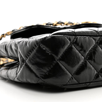 Chanel Shiny Crumpled Calfskin Quilted Small Wavy CC Hobo Black 9 of 11