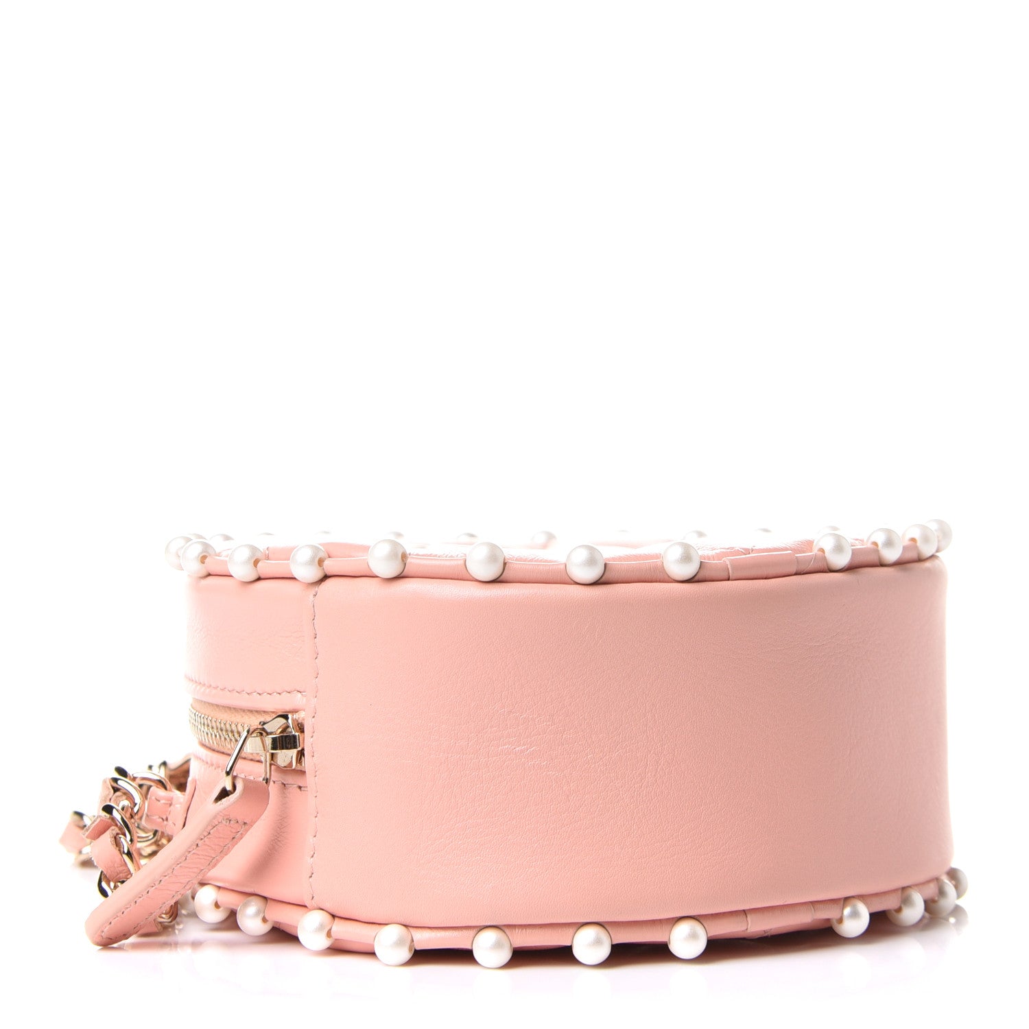 Chanel Calfskin Quilted Pearl Round Clutch With Chain Pink 4 of 10