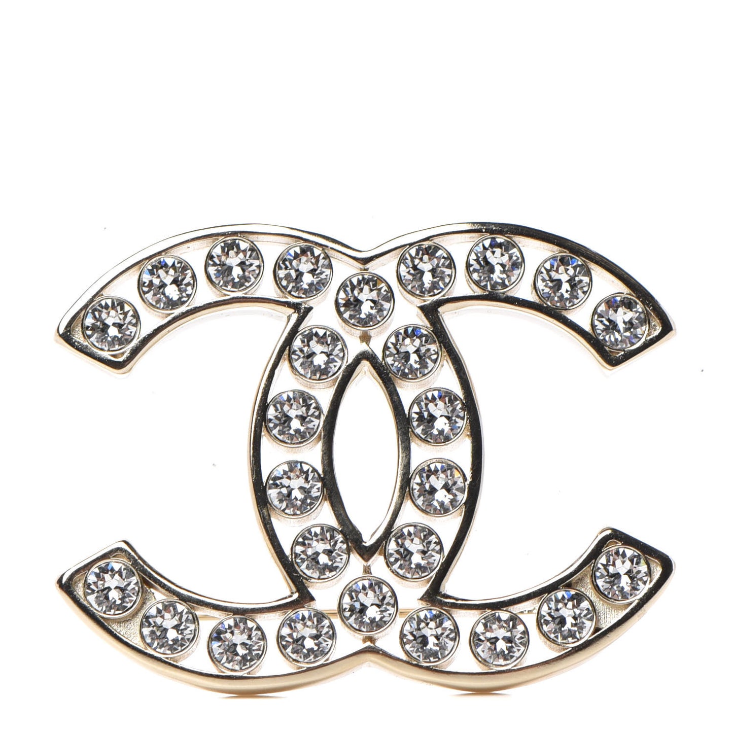 Crystal CC Brooch Gold