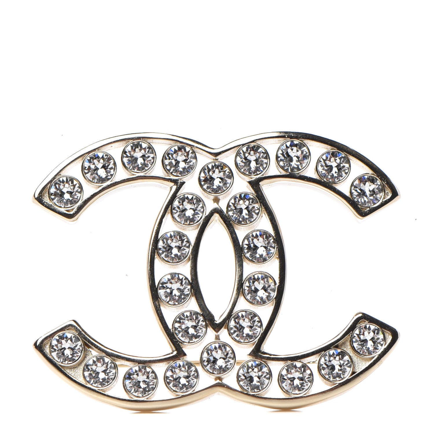 Chanel Crystal CC Brooch Gold 1 of 4