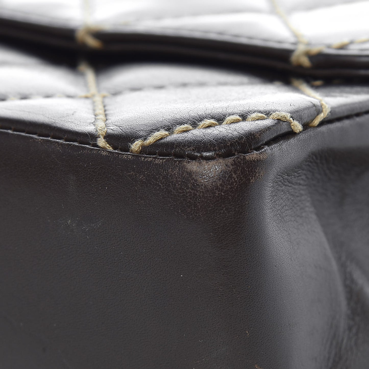 Calfskin Quilted Medium Wild Stitch Flap Brown
