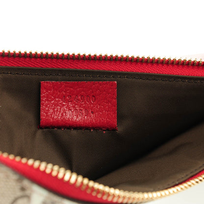 Gucci GG Supreme Monogram Tian Large Zip Pouch Beige Multicolor Red 8 of 8