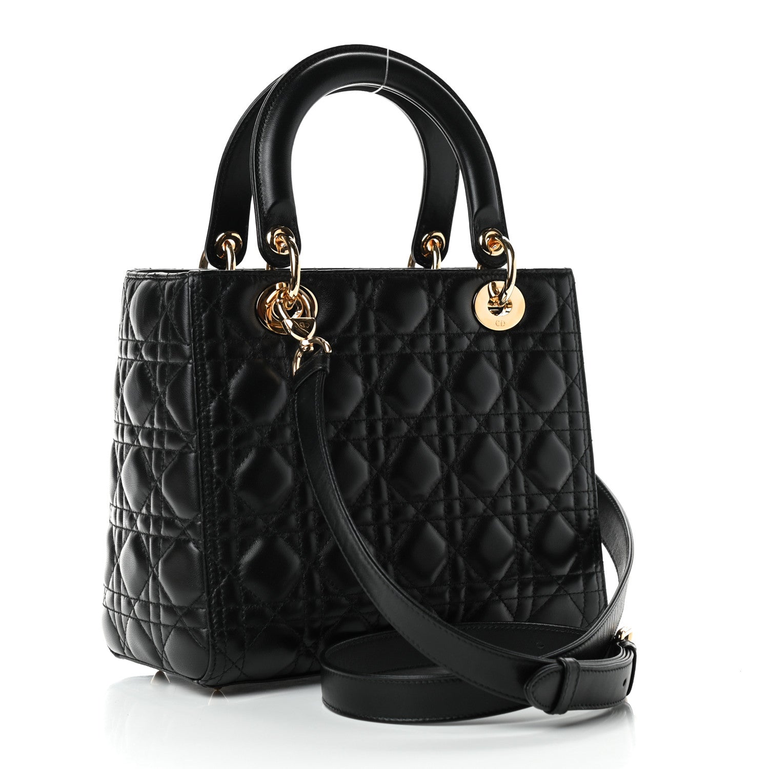 Christian Dior Lambskin Cannage Medium Lady Dior Black 3 of 9